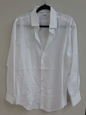 T.M.Lewin White Long-Sleeve Dress Shirt - Men's 100% Cotton Size 17/ 34.5